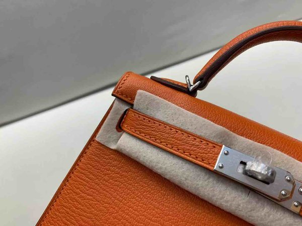 Hermès Mini Kelly II Chevre Orange & Gold x Palladium Hardware