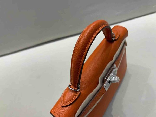 Hermès Mini Kelly II Chevre Orange & Gold x Palladium Hardware