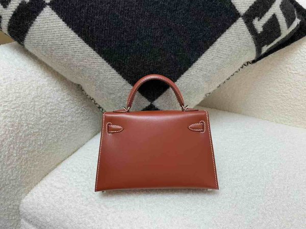 Hermès Mini Kelly II Box Brick Red x Palladium Hardware