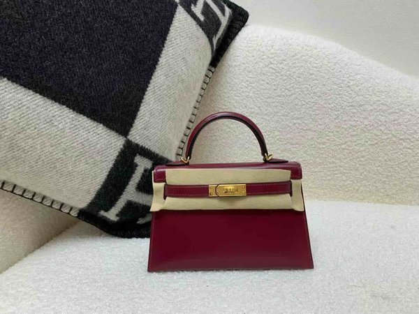 Hermès Mini Kelly II Box Rouge H x Gold Hardware
