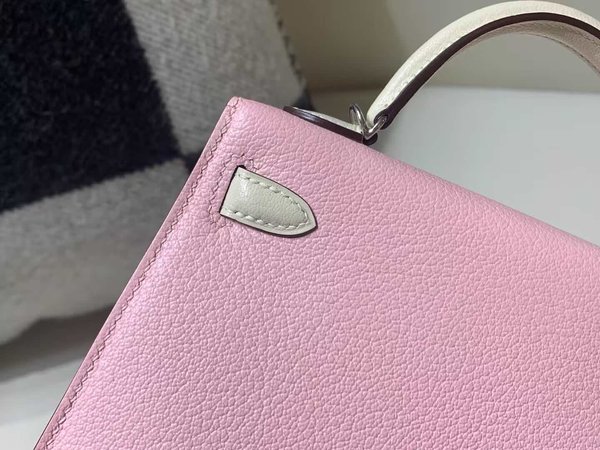 Hermès Mini Kelly II Rose Sakura x Nata Strap in Epsom x Palladium Hardware