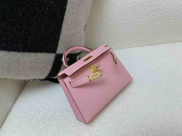 Hermès Mini Kelly II Chevre Rose Sakura x Gold Hardware