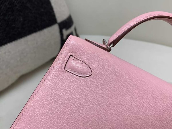 Hermès Kelly Mini II Chevre Rose Sakura x Palladium Hardware