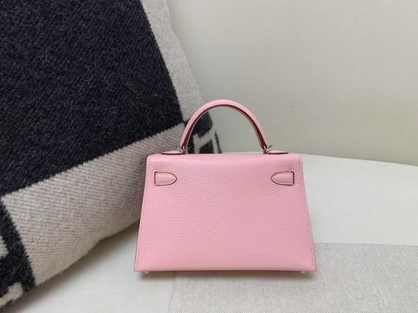 Hermès Kelly Mini II Chevre Rose Sakura x Palladium Hardware