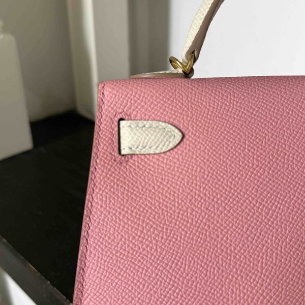 Hermès Mini Kelly II Epsom Rose Confetti x Blanc x Gold Hardware