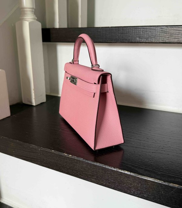 Hermès Mini Kelly II Epsom Rose Confetti x Palladium Hardware