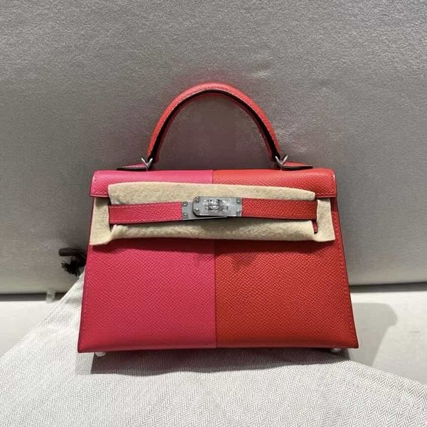 Hermès Mini Kelly II Epsom Rose Mexico & Capucine Epsom x Palladium Hardware