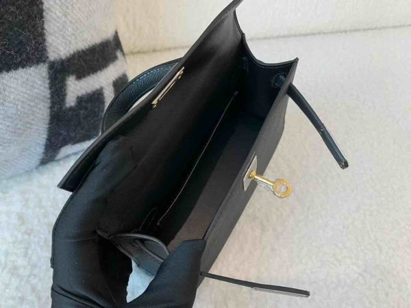 Hermès Mini Kelly II Noir Epsom x Palladium Hardware