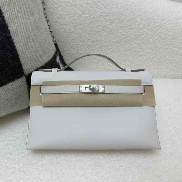 Hermès Mini Kelly I Swift Gris Lait x Palladium Hardware