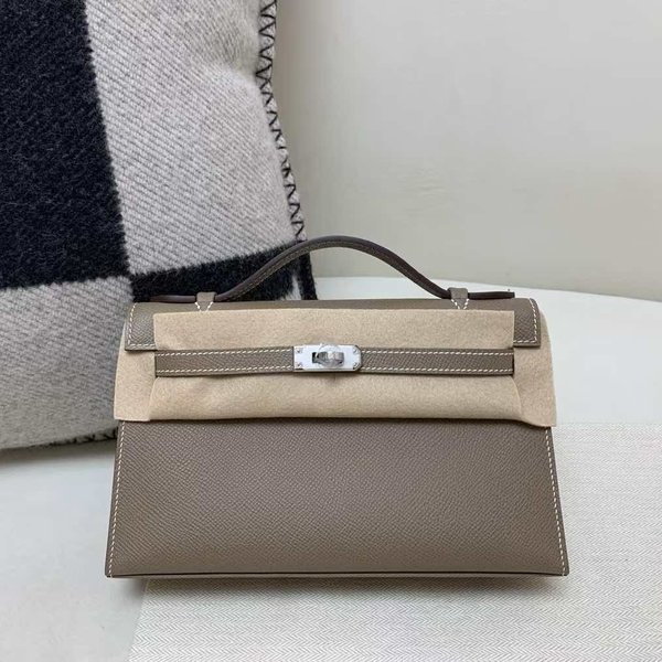 Hermès Pochette Epsom Etoupe x Palladium Hardware