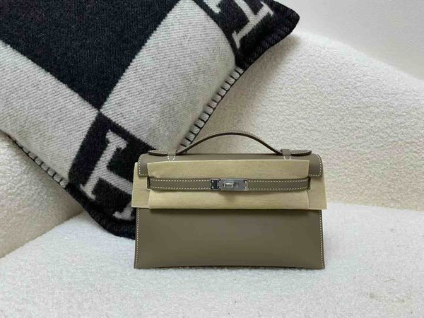 Hermès Pochette Swift Etoupe x Palladium Hardware