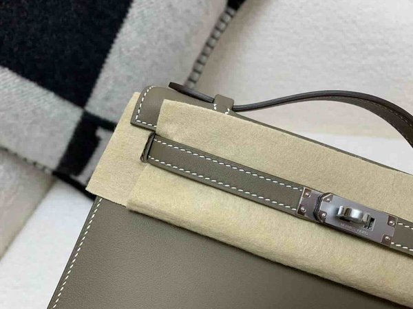 Hermès Pochette Swift Etoupe x Palladium Hardware