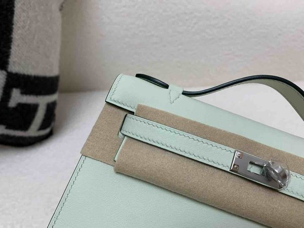 Hermès Pochette Swift Bubble Green x Palladium Hardware