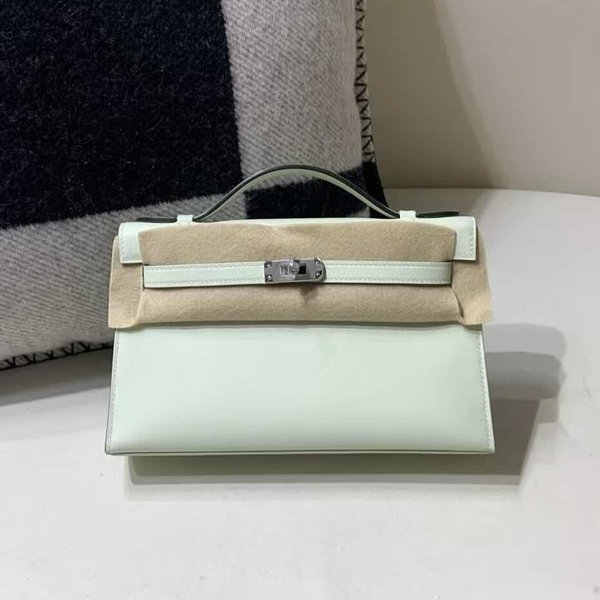 Hermès Mini Kelly I Swift Bubble Green x Palladium Hardware