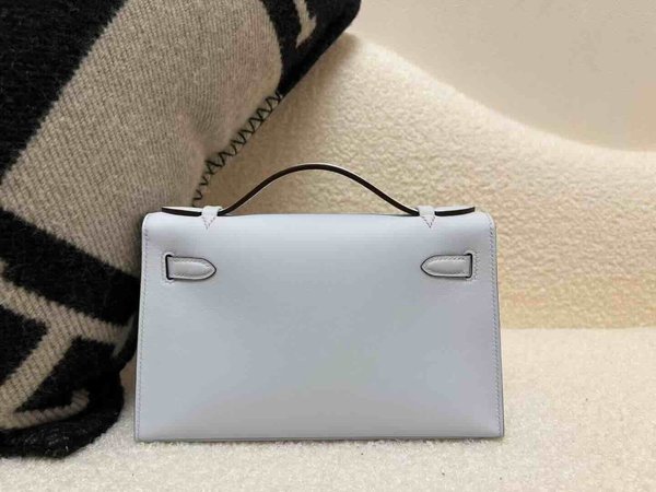 Hermès Pochette Swift Bleu Brume x Palladium Hardware