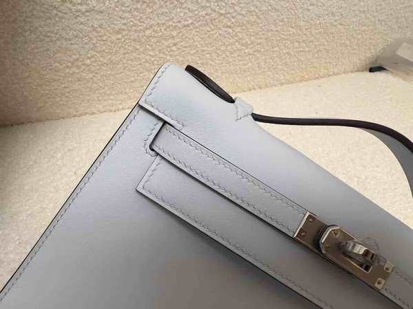 Hermès Pochette Swift Bleu Brume x Palladium Hardware