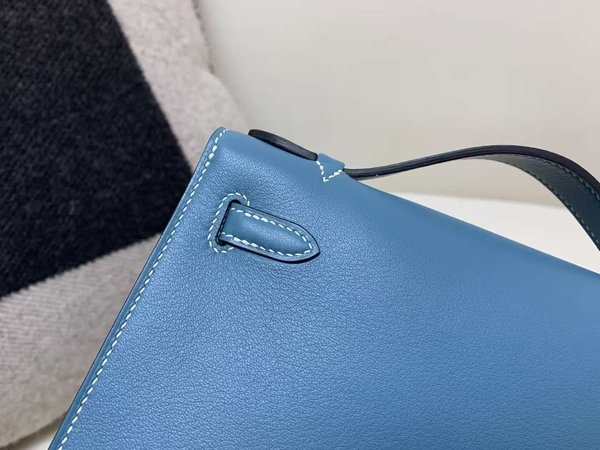 Hermès Kelly Pochette Swift Bleu de Prusse x Gold Hardware
