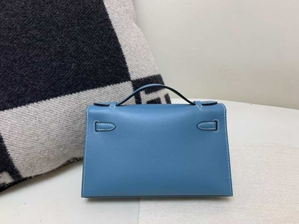 Hermès Kelly Pochette Swift Bleu de Prusse x Gold Hardware