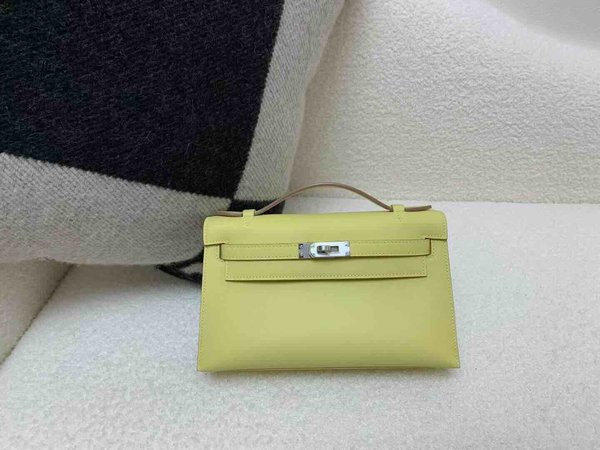 Hermès Pochette Swift Jaune Poussin x Palladium Hardware