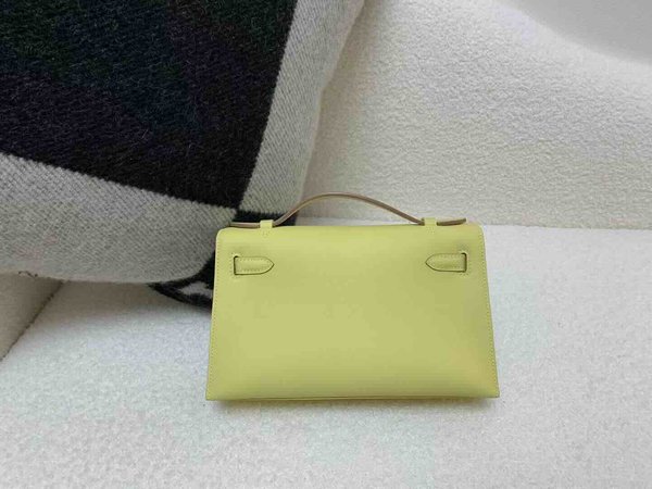 Hermès Pochette Swift Jaune Poussin x Palladium Hardware