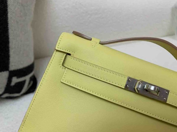 Hermès Pochette Swift Jaune Poussin x Palladium Hardware