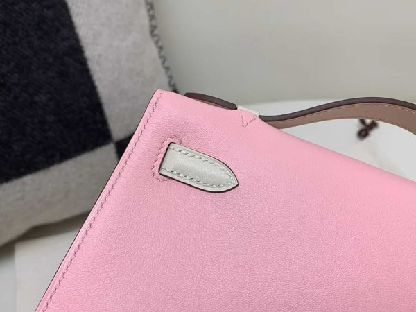 Hermès Mini Kelly I Swift Rose Sakura with Craie x Palladium Hardware
