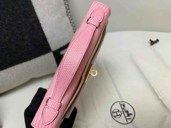 Hermès Pochette Lizard Rose Sakura x Gold Hardware