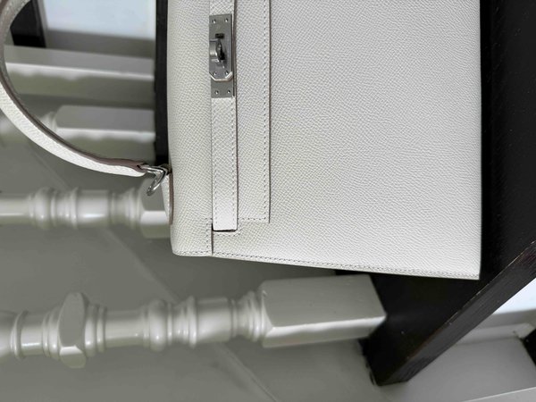 Hermès Kelly 25 Epsom Sellier Craie x Palladium Hardware