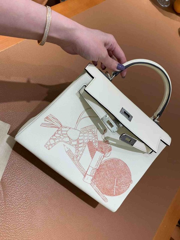 Hermès Kelly 25 In & Out Swift Craie x Palladium Hardware