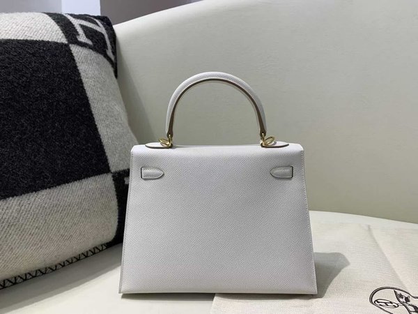 Hermès Kelly 25 Epsom Blanc x Gold Hardware