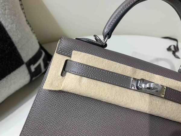 Hermès Kelly 25cm  Epsom 8F Etain x Palladium Hardware