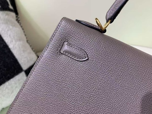 Hermès Kelly 25 Epsom Sellier Etain x Gold Hardware
