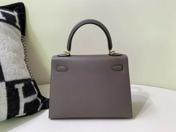 Hermès Kelly 25 Epsom Sellier Etain x Gold Hardware