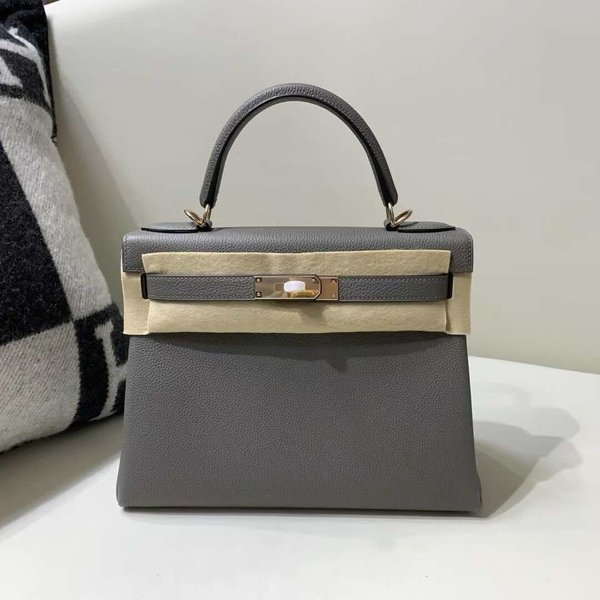 Hermès Kelly25 Epsom Sellier Etain x Rose hardware