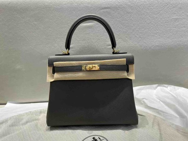 Hermès Kelly 25 Togo Etain x Gold Hardware
