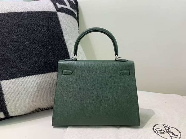 Hermès Kelly 25 Sellier Epsom Vert Cyprès x Palladium Hardware