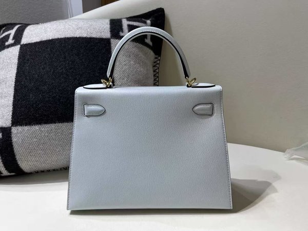 Hermès Kelly 25 Sellier Epsom Bleu Brume x Gold Hardware