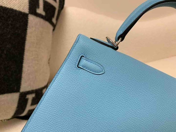Hermès Kelly 25 Epsom Celeste x Palladium Hardware