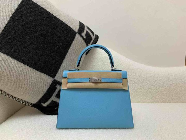 Hermès Kelly 25 Epsom Celeste x Palladium Hardware