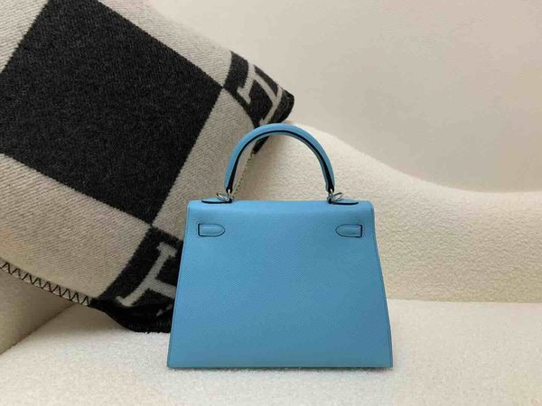 Hermès Kelly 25 Epsom Celeste x Palladium Hardware