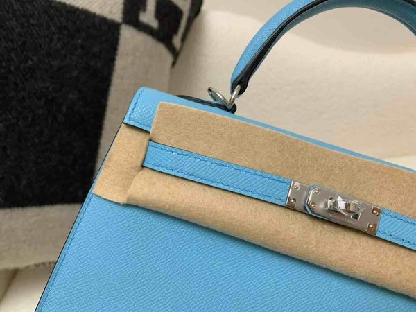 Hermès Kelly 25 Epsom Celeste x Palladium Hardware