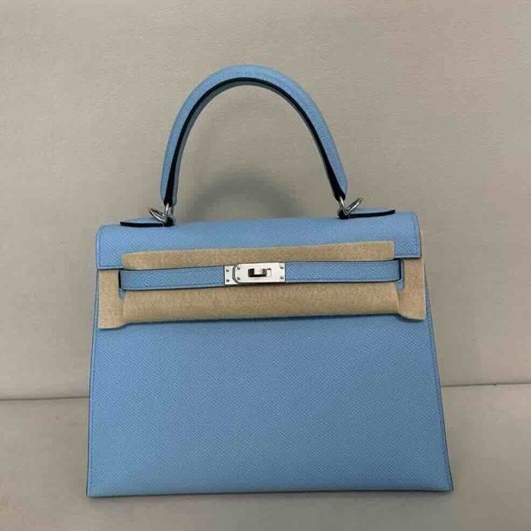 Hermès Kelly25 Epsom Sellier Celeste x Palladium Hardware