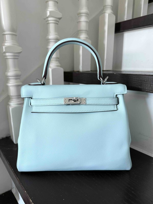 Hermès Kelly25 Swift Blue Zéphyr x Palladium Hardware