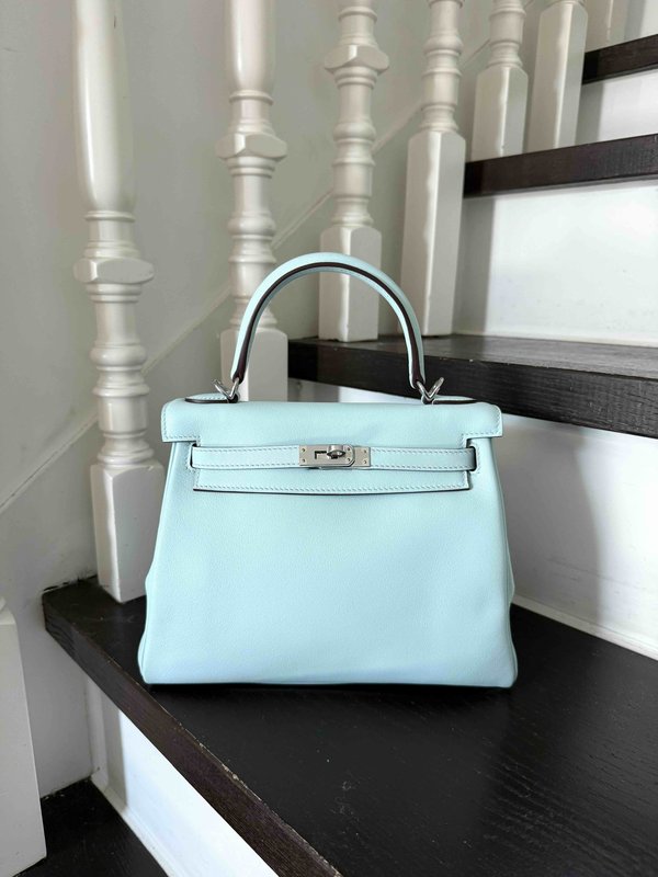 Hermès Kelly25 Swift Blue Zéphyr x Palladium Hardware