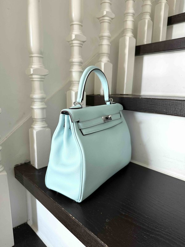 Hermès Kelly25 Swift Blue Zéphyr x Palladium Hardware