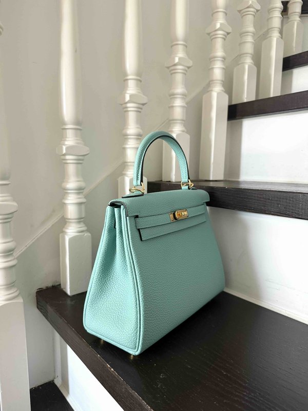 Hermès Kelly25 Togo Blue Atoll x Gold Hardware