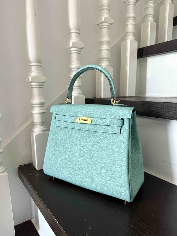 Hermès Kelly25 Togo Blue Atoll x Gold Hardware
