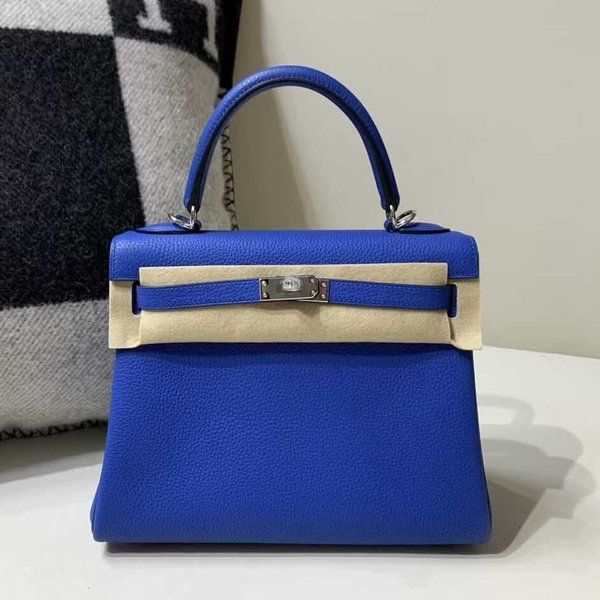 Hermès Kelly 25 Togo Bleu Electrique x Palladium Hardware