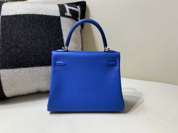 Hermès Kelly 25 Togo Bleu Electrique x Palladium Hardware