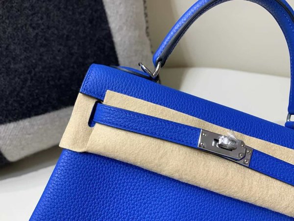 Hermès Kelly 25 Togo Bleu Electrique x Palladium Hardware